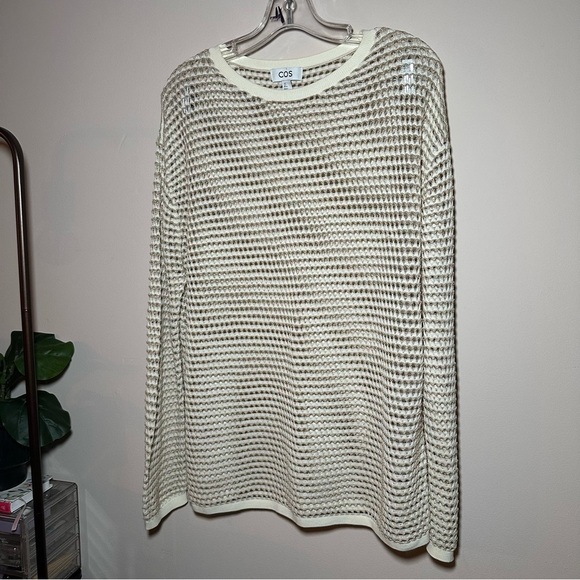 COS Cream Knit Fishnet Coverup Long Sleeve Tunic Sweater Size Small - Picture 2 of 15